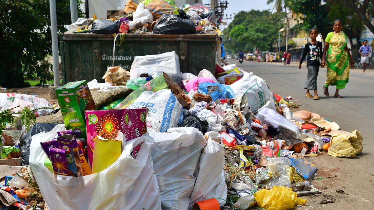 Firecracker waste piles up in Coimbatore; clogs open stormwater drains