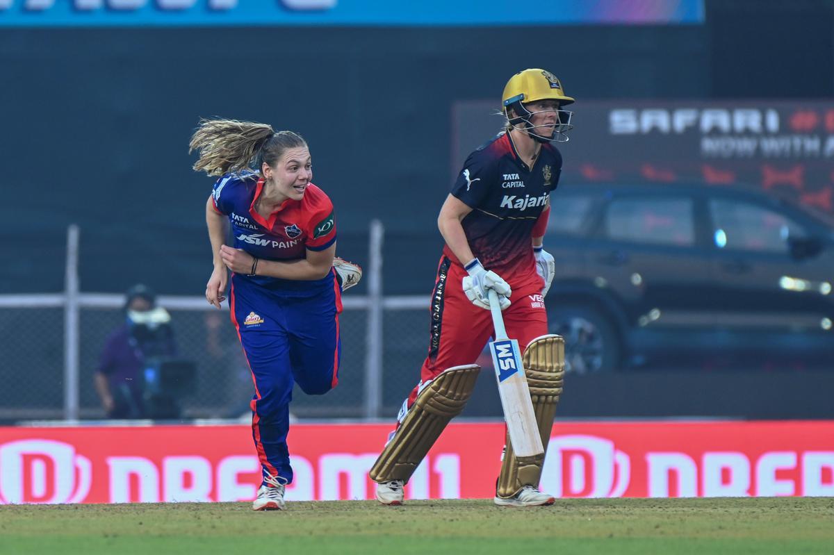 Tara Norris of Delhi Capitals in action during the WPL match between Delhi Capitals and Royal Challengers Bangalore at Brabourne Stadium in Mumbai on Sunday, March 5, 2023.