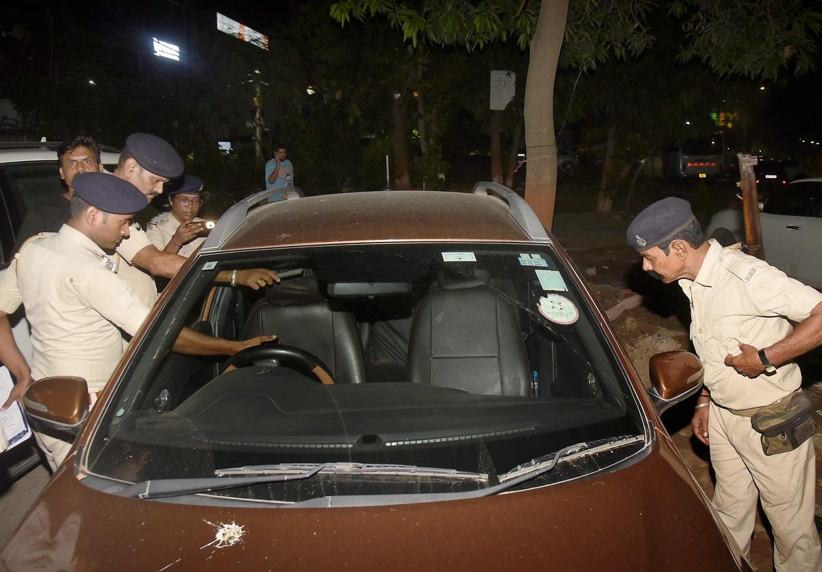 The car in which Gopal Khemka was in when he was shot on July 4. The car in which Gopal Khemka was in when he was shot on July 4.