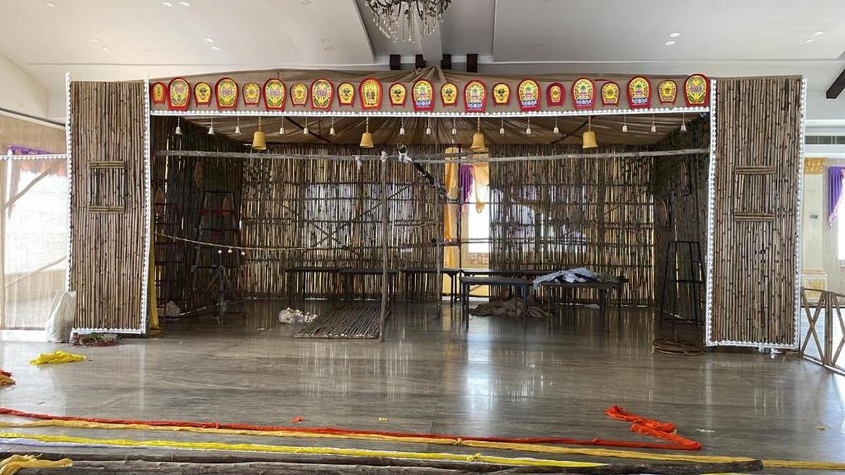 Bamboo decor at the pandal