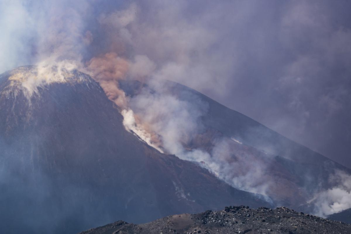 Smoke billows from Mount Etna volcano, Italy, on June 2, 2025. 