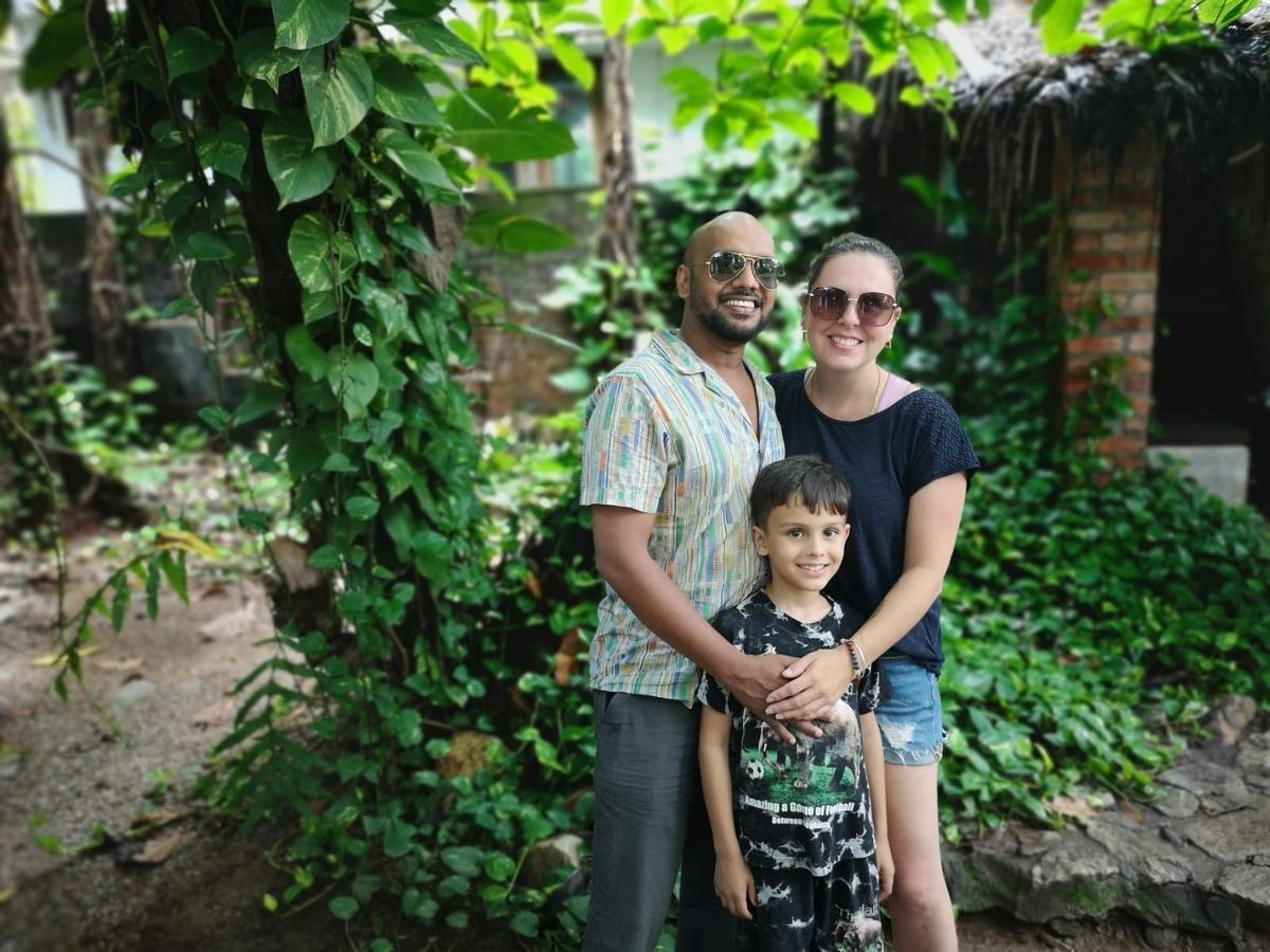 Josefine Radtke with her husband Akhil G Kakkur and son Nanda