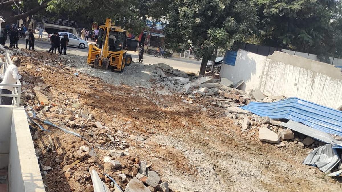 HYDRAA officials demolish illegal structure built by Nagaram municipal chairman