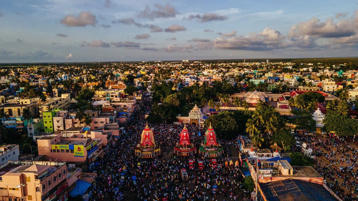 Devotees gather around the chariots of Lord Jagannath, Lord Balabhadra and Goddess Subhadra during the second day of annual ‘Rath Yatra’ , at Maushima temple in Puri on July 8, 2024. Devotees gather around the chariots of Lord Jagannath, Lord Balabhadra and Goddess Subhadra during the second day of annual ‘Rath Yatra’ , at Maushima temple in Puri on July 8, 2024.