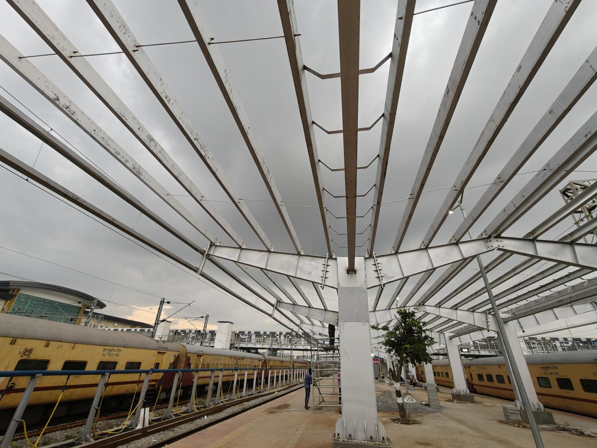 The construction of rooftop is still in progress at Charlapally railway terminal in Hyderabad though the modernised station was inaugurated by Prime Minister Narendra Modi virtually in January, 2025