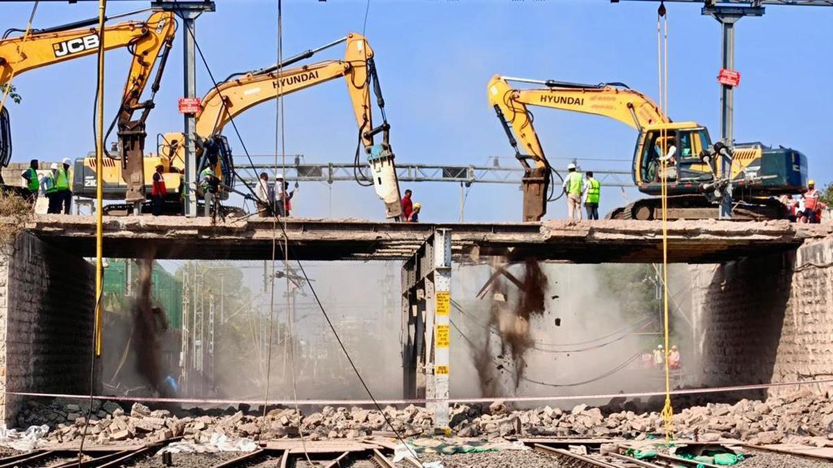 103-year-old road overbridge dismantled at Solapur Yard