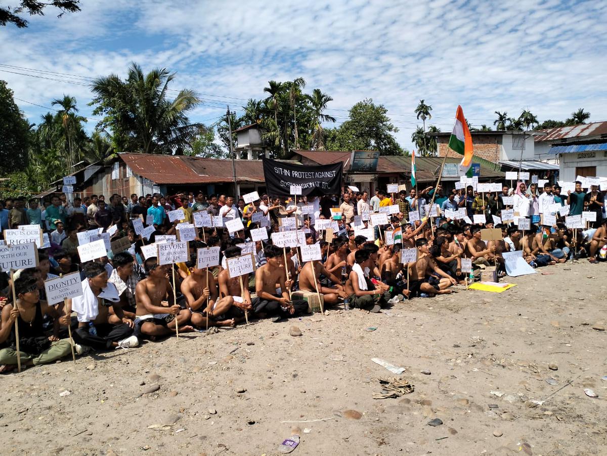 Chakmas and Hajongs of Arunachal Pradesh protesting the denial of residential proof certificates at Diyun in the State’s Changlang district.