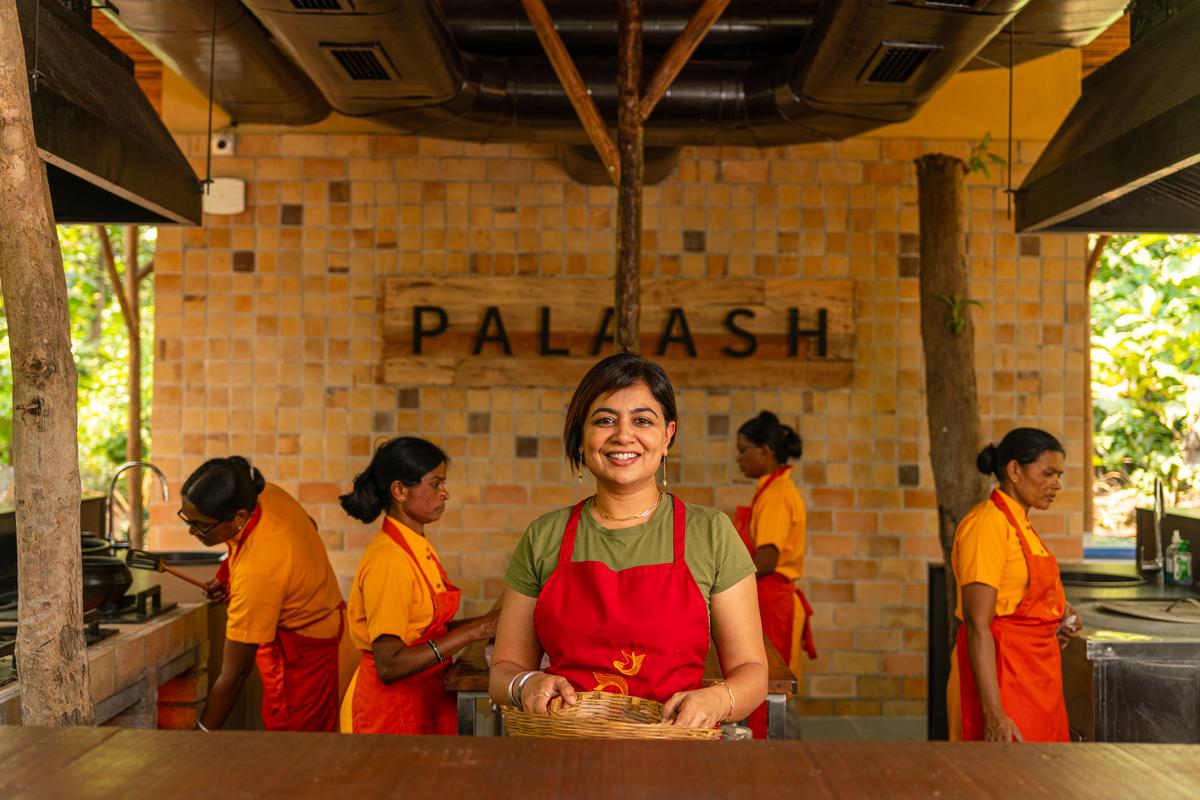 Chef Amninder Sandhu with her team at Palaash restaurant 