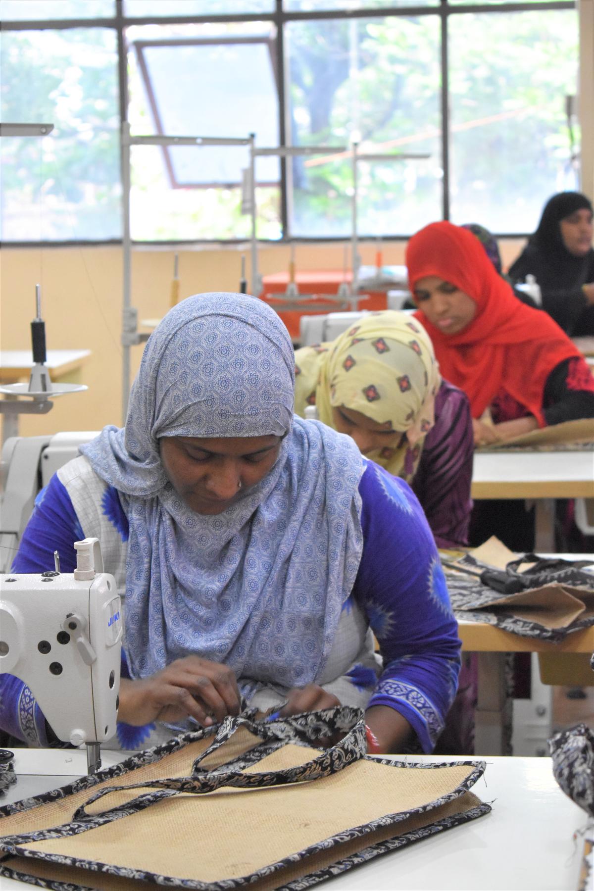 Some of the women at Kriti Social Initiative’s tailoring unit