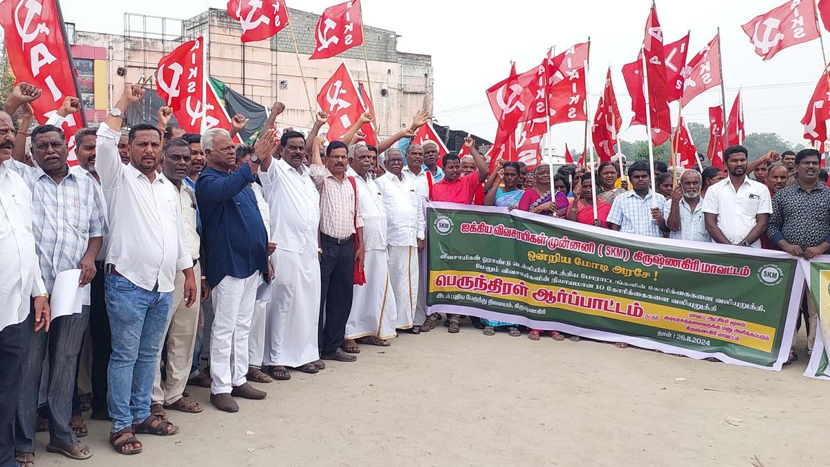 United Farmers Front stage protest demonstration in Krishnagiri