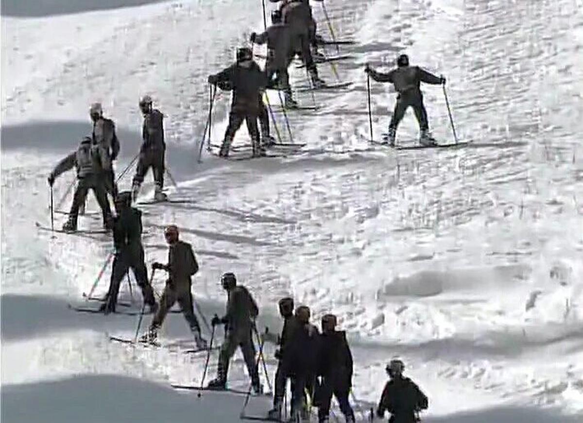 Army soldiers being trained for avalanche rescue in high altitude near LOC, Gulmarg North of Srinagar.