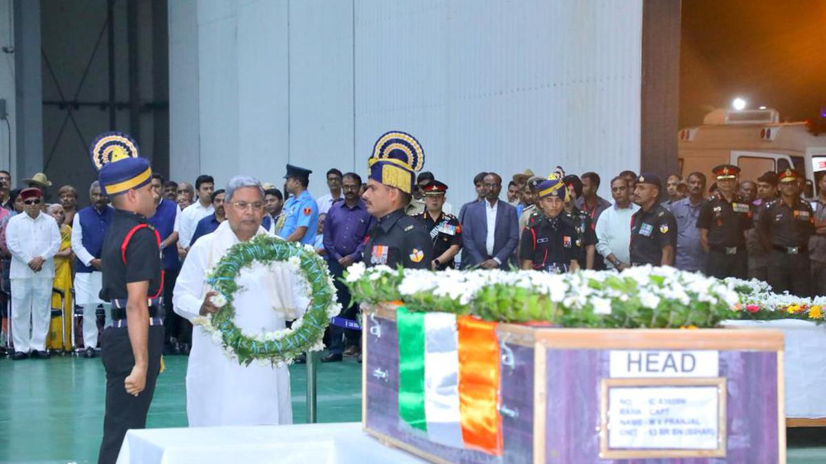 Martyred Captain Pranjal’s body arrives in Bengaluru; CM announces ₹50 lakh compensation