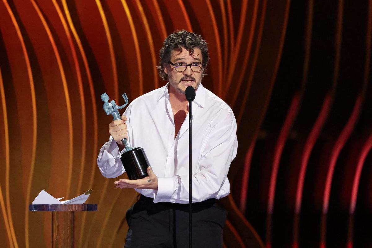 Pedro Pascal speaks as he accepts the award for Outstanding Performance by a Male Actor in a Drama Series for âThe Last of Usâ during the 30th Screen Actors Guild Awards, in Los Angeles, California, U.S., February 24, 2024.
