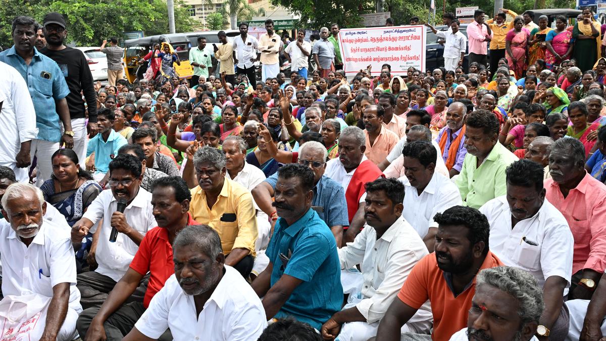 Residents of three villages stage protest against the merger plan