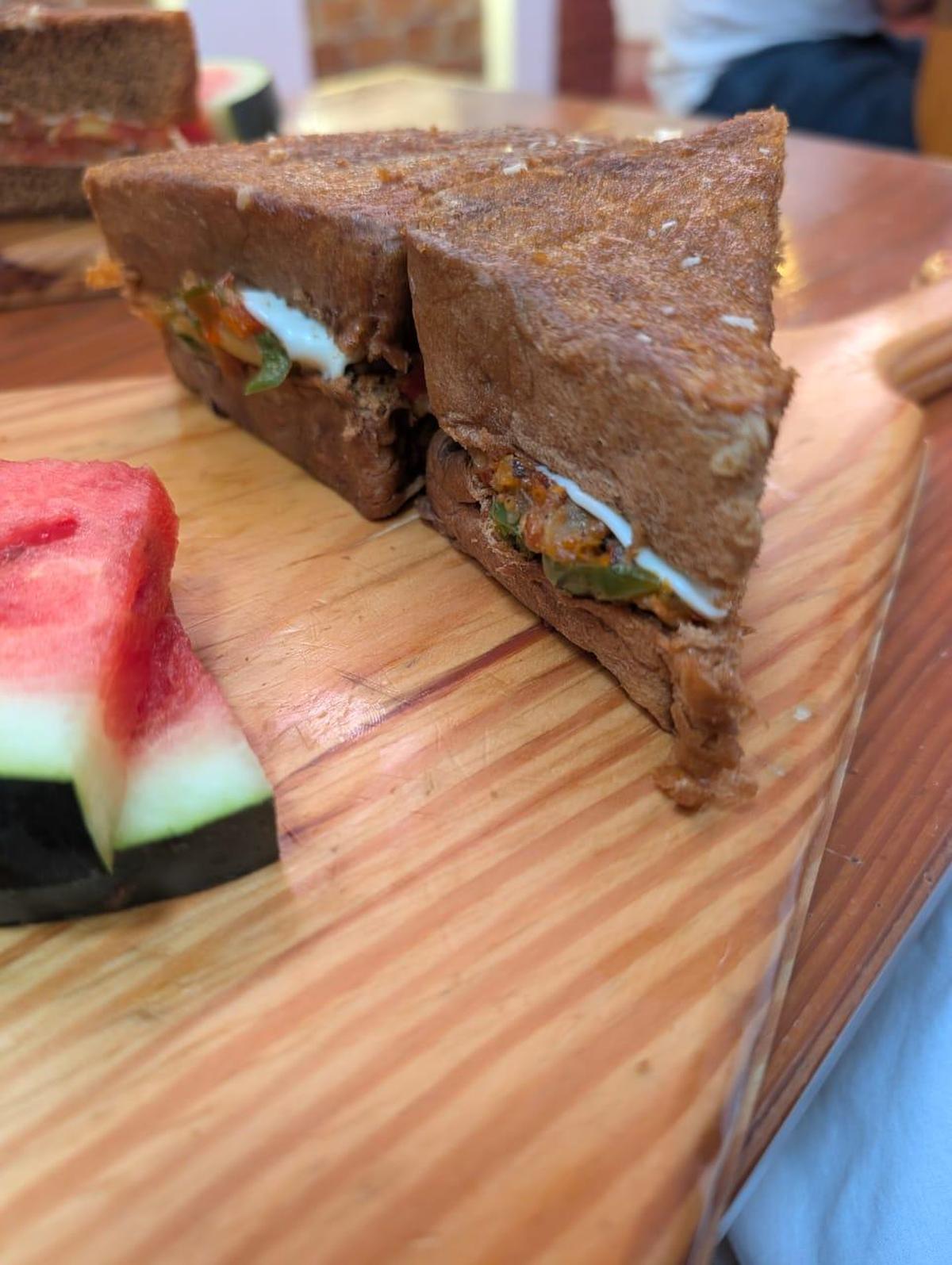 Spicy potato sandwich at Mocha Art Cafe Spicy potato sandwich at Mocha Art Cafe