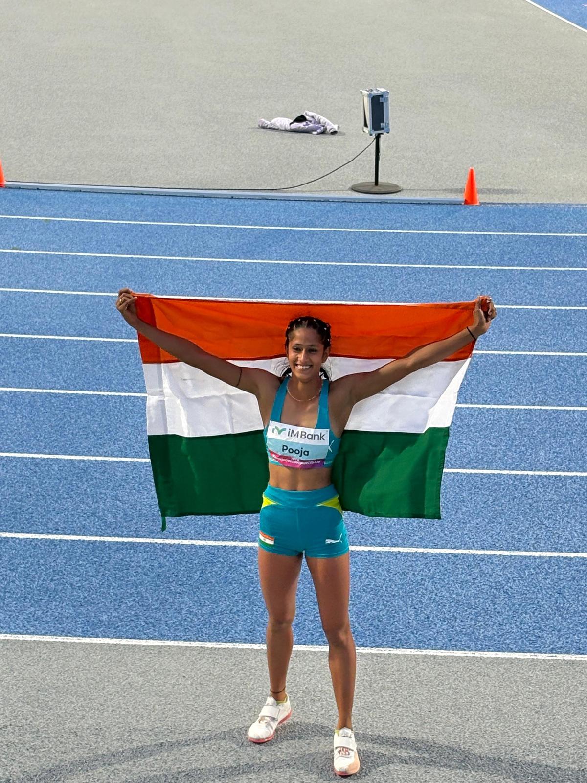 Pooja became the Asian champion in her maiden international outing. Pooja became the Asian champion in her maiden international outing.