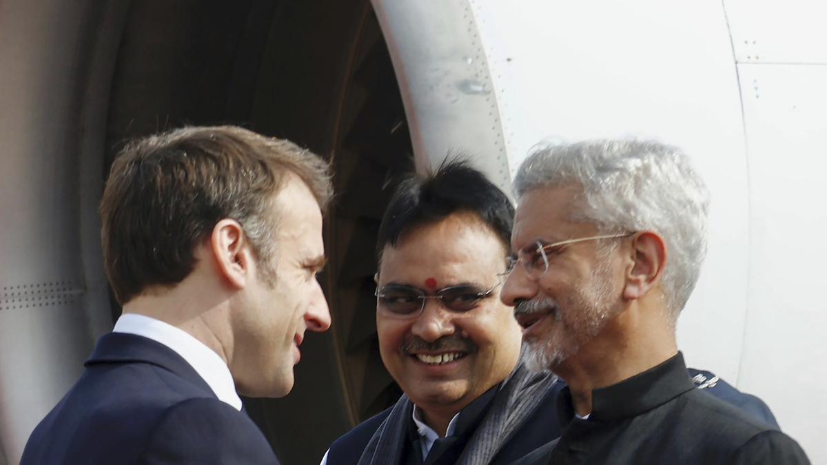 French President Macron reaches Jaipur ahead of Republic Day celebrations