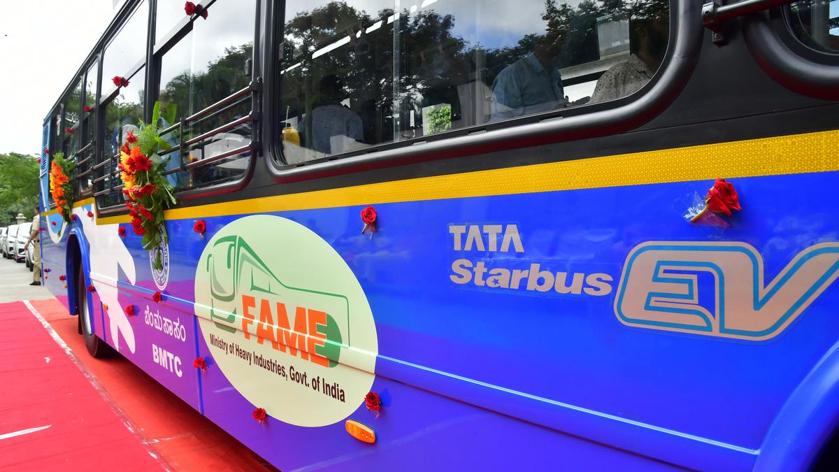 BMTC electric bus drivers employed by Tata Motors in Bengaluru protest unpaid salaries