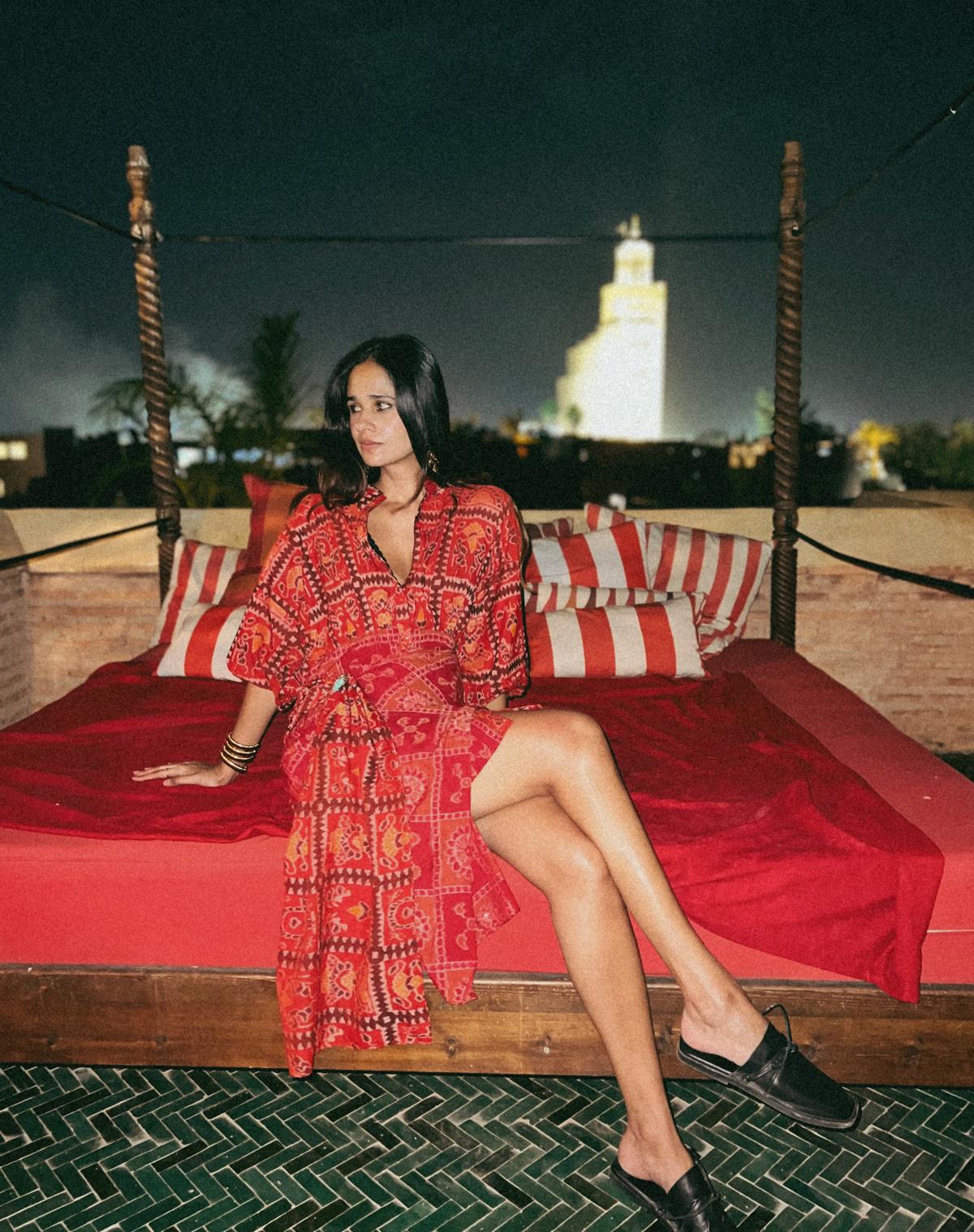 Tanya Mehta in an evening look from her label, Moving Parts