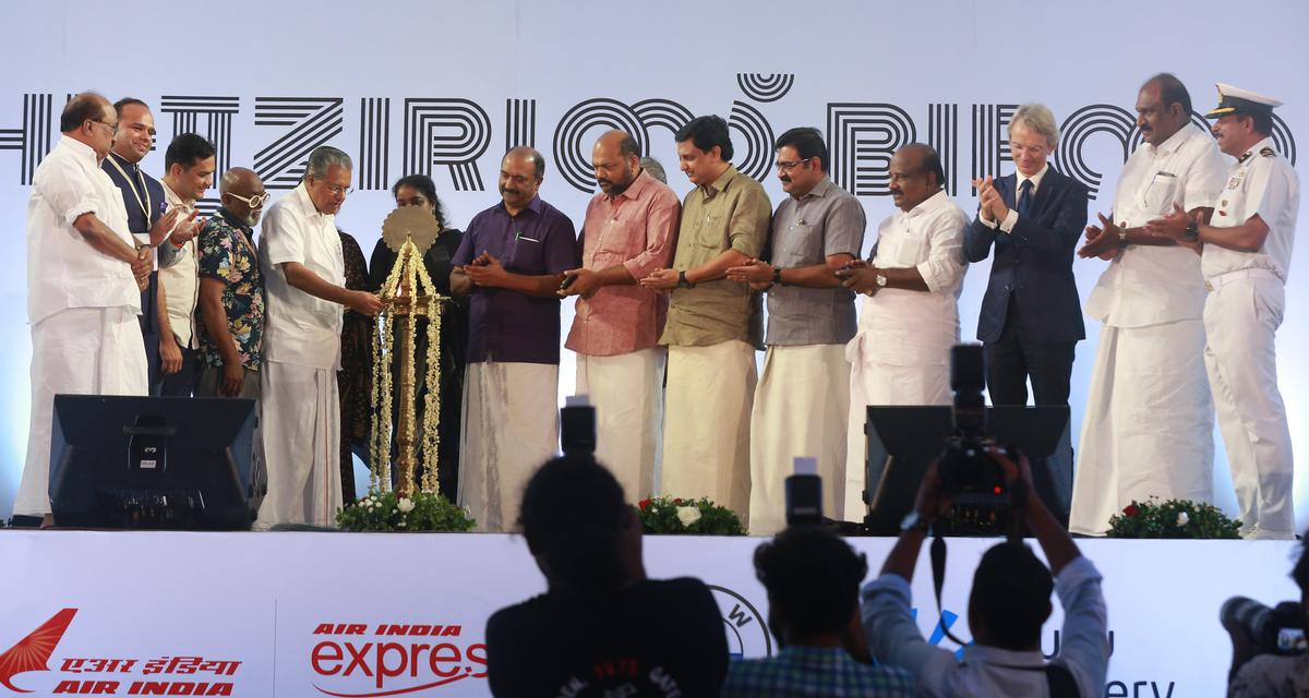 Chief Minister Pinarayi Vijayan inaugurating the fifth edition of the Kochi-Muziris Biennale at Fort Kochi on Monday. 