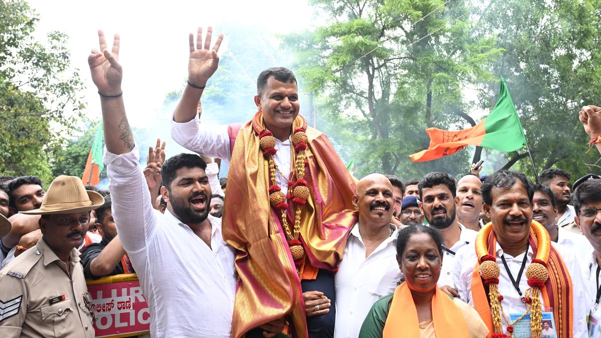 Cadres celebrate candidates’ victory in Mangaluru and Udupi