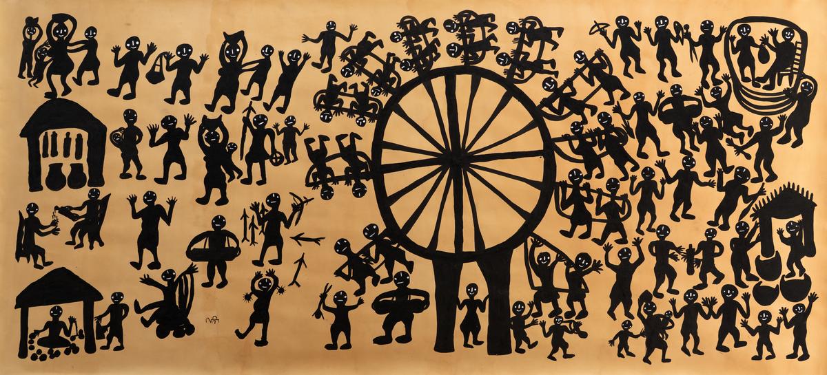 Lado Bai's charcoal paintings at Ojas Art Gallery in Delhi Lado Bai's charcoal paintings at Ojas Art Gallery in Delhi