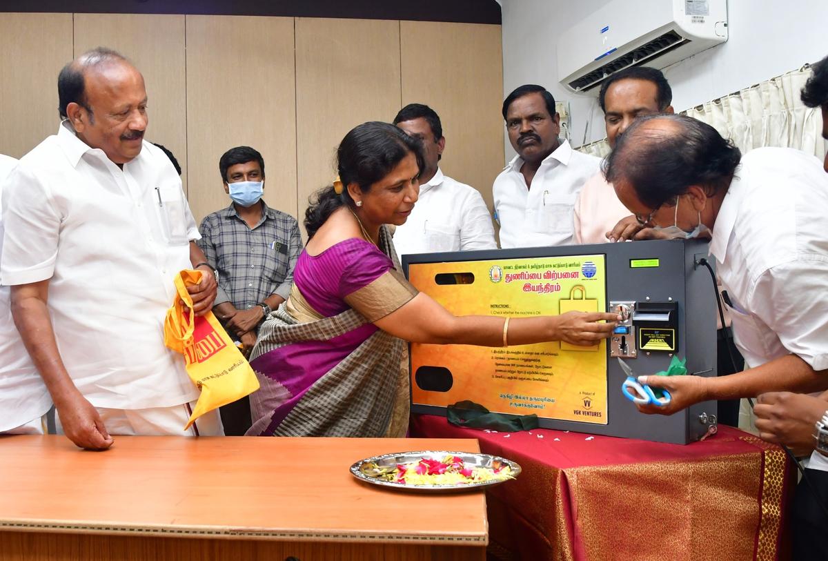 Cloth bag vending machine inaugurated in Dharmapuri The Hindu