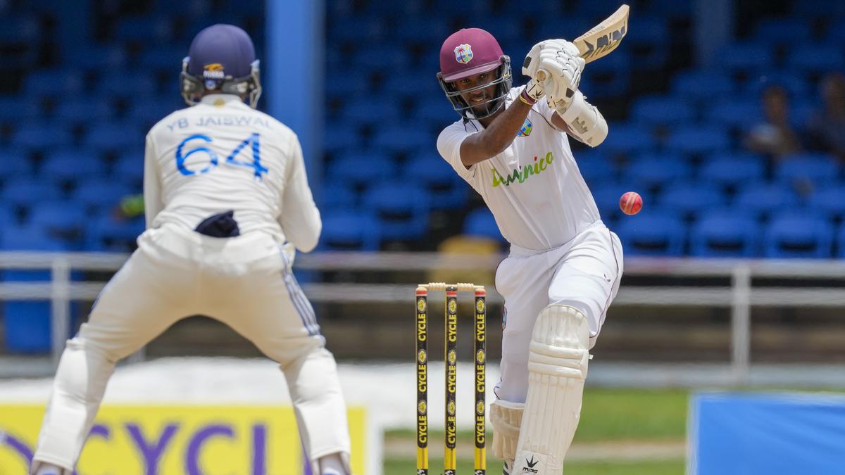 WI vs Ind second Test | Mukesh gets first wicket as West Indies reach 117/2 during rain-hit first session