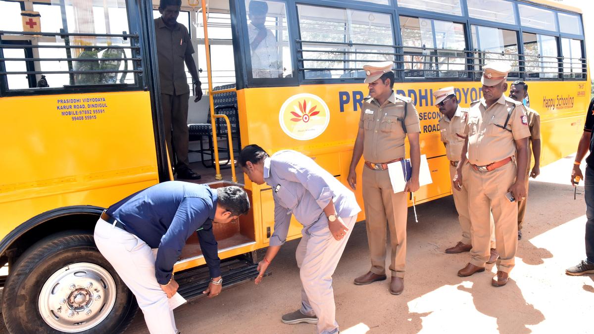 School vehicles checked for road worthiness in Dindigul