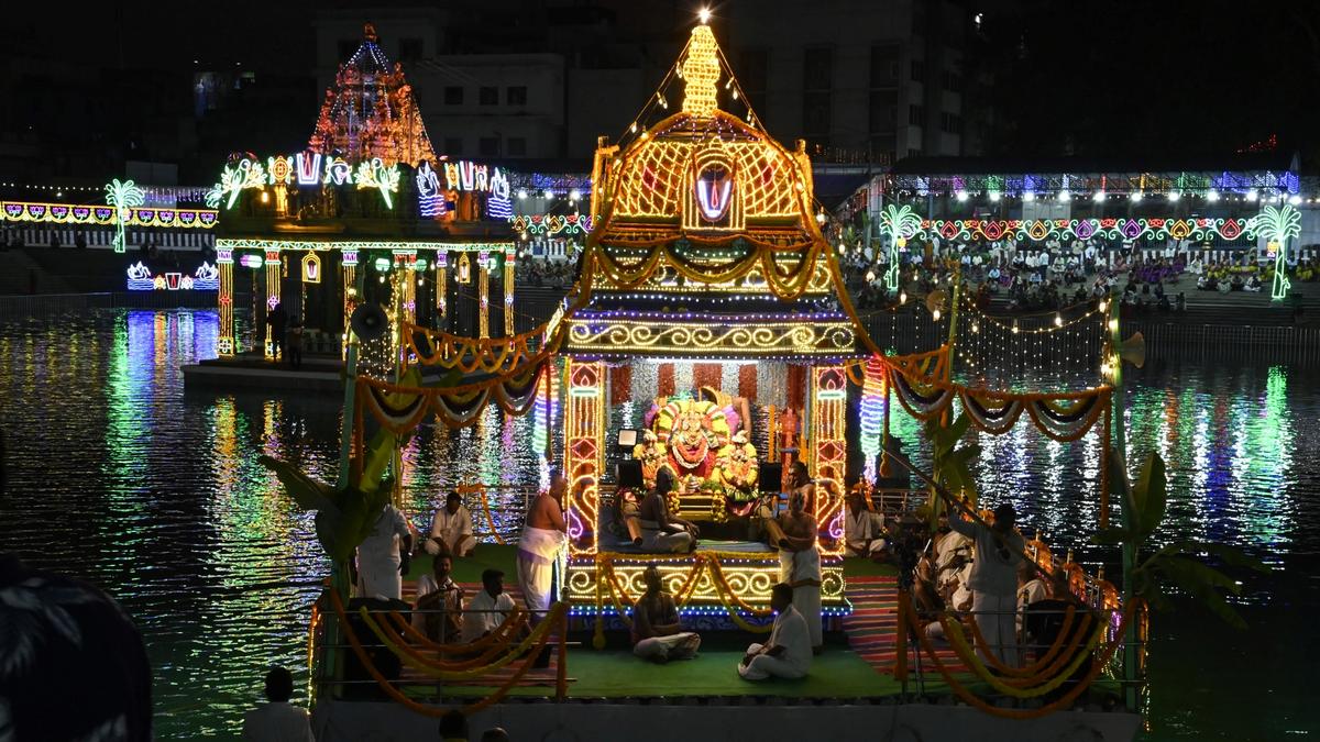 Colourful flotilla carrying Lord Parthasarathy attracts devotees in Tirupati