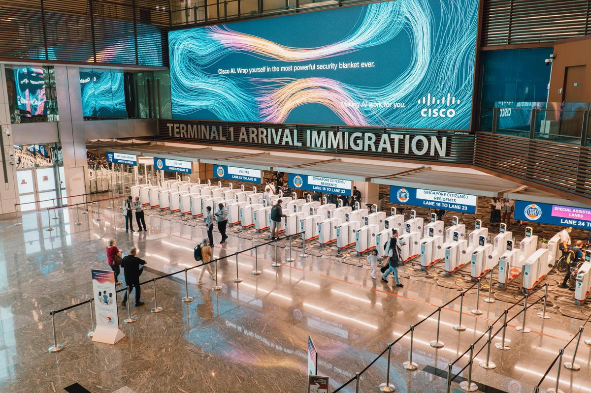 Singapore Changi Airport offers fast automated immigration (often <10 seconds) using facial/iris recognition at automated lanes. Passengers (including first time foreign visitors) scan their passport, face for quick entry. Singapore Changi Airport offers fast automated immigration (often <10 seconds) using facial/iris recognition at automated lanes. Passengers (including first time foreign visitors) scan their passport, face for quick entry.