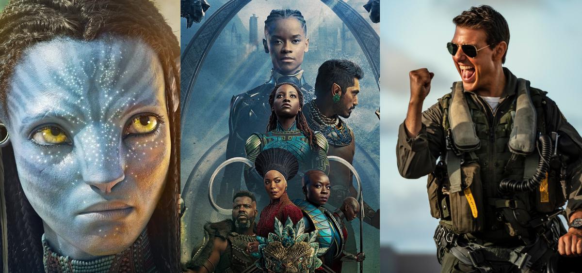 (Caption: While several of the Oscar Best Picture nominees have bombed at the U.S. box office, ‘Avatar: The Way Of Water’ (left) and ‘Top Gun: Maverick’ (right) are the exceptions. ‘Black Panther: Wakanda Forever’ (centre), the No. 6 highest-grossing film of the year, did not get a Best Picture nomination, but is in contention in other categories.)