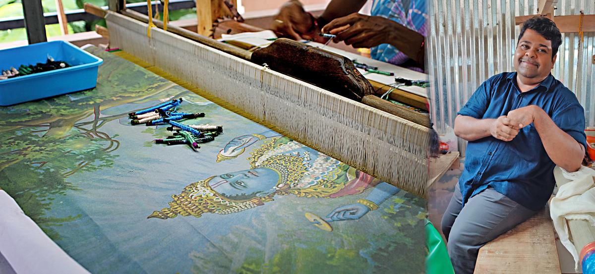 One of the saris on the loom as part of ‘Khadi, a canvas’ project; Gaurang Shah 