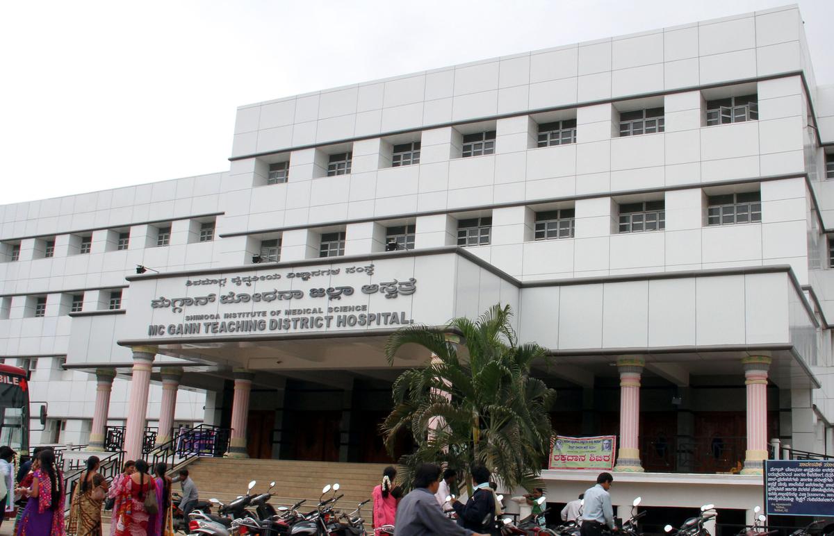 Mc Gann hospital doctors, staff stage protest alleging assault by relatives of patient in Shivamogga