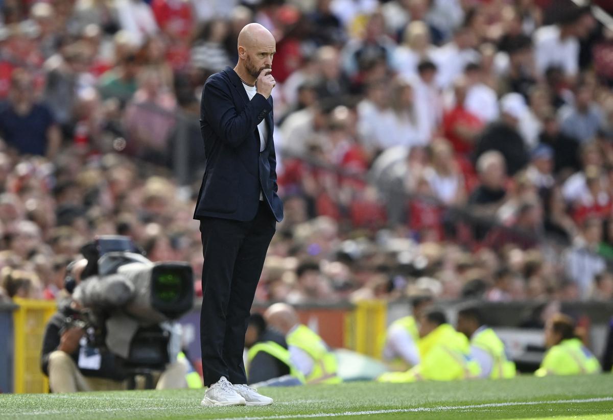Manchester United manager Erik ten Hag looks on during the EPL match against Brighton