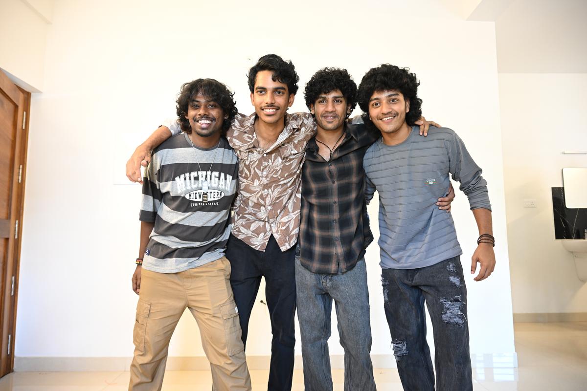 (From left) Actors Jobin Das, Yedhu Krishnan, Hridhu Haroon and Anujith Kannan