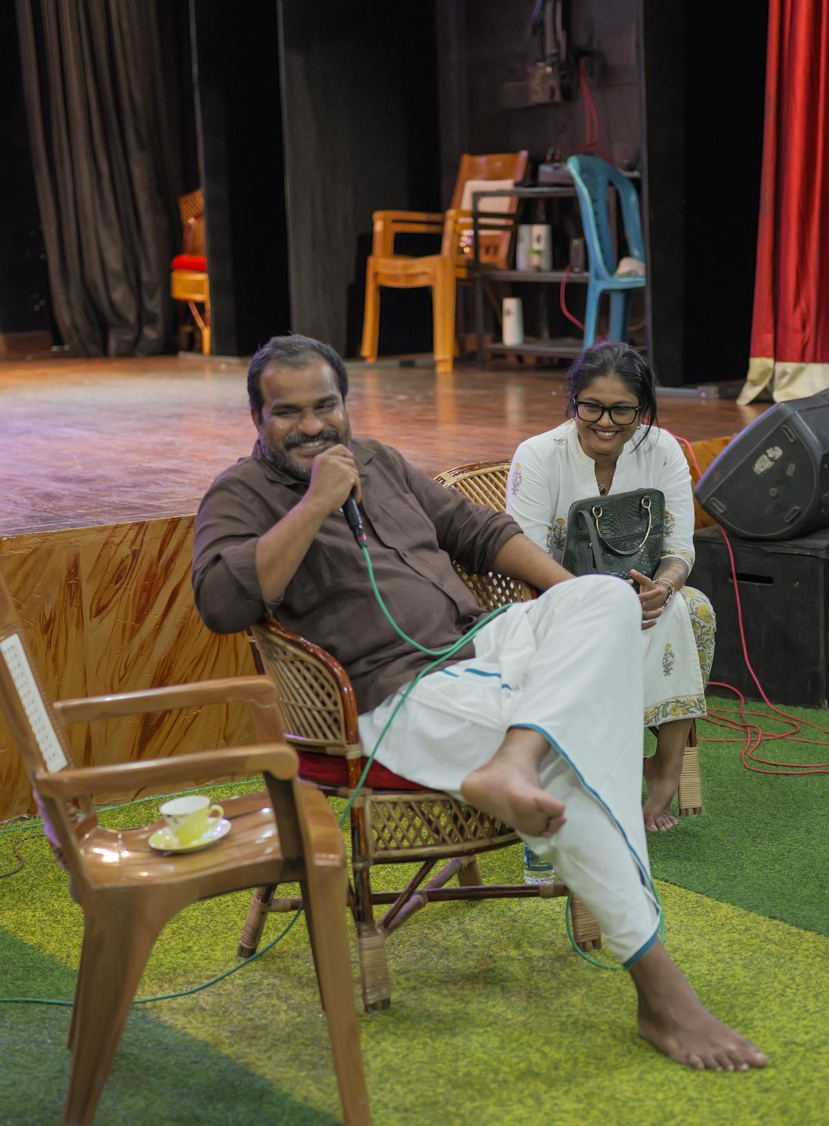 Dileesh Pothan with Manju Pillai at the acting workshop organised by her production house, Pillai's Perspective Dileesh Pothan with Manju Pillai at the acting workshop organised by her production house, Pillai's Perspective