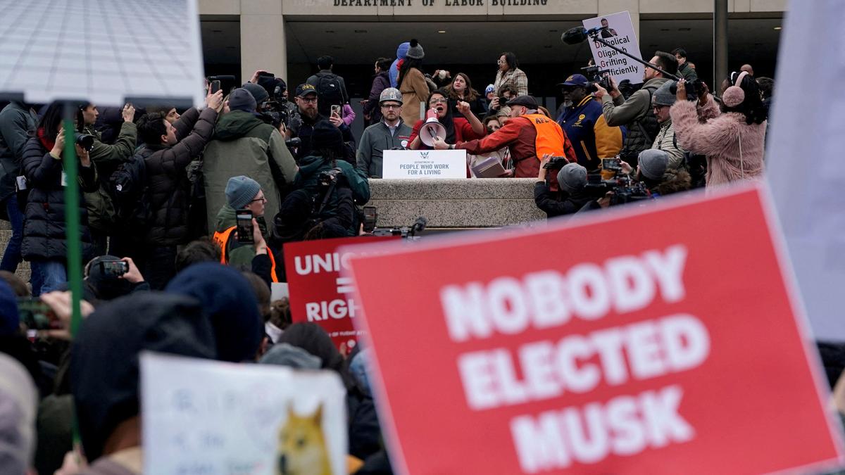 Protesters in cities across the US rally against Trump’s policies, Project 2025 and Elon Musk