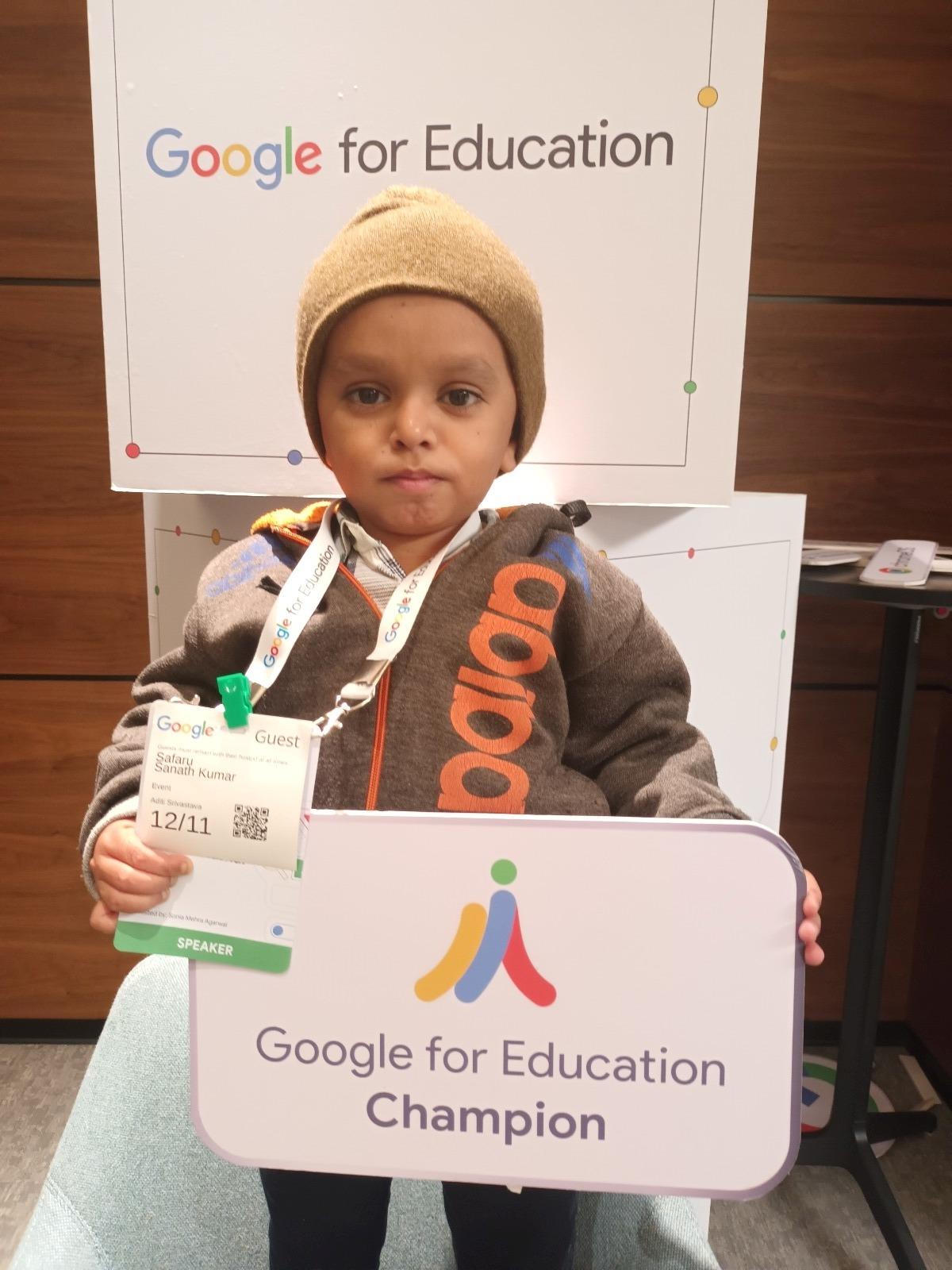 Safaru Sanath Kumar shows his ‘Google Champion in 2024’ title.