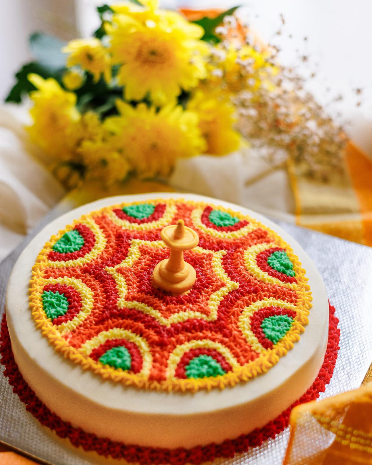 Chakor Bakery - rangoli design on cake | Facebook