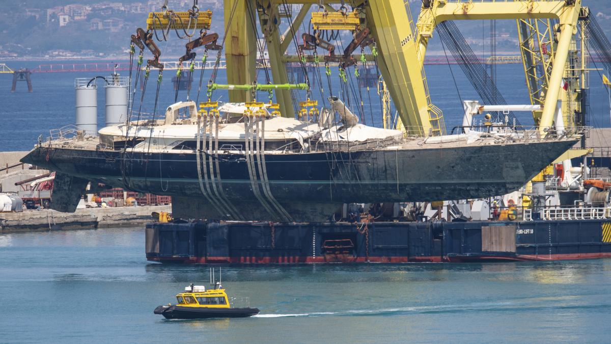 Tech tycoon Mike Lynch’s superyacht Bayesian lifted from water off Sicily coast