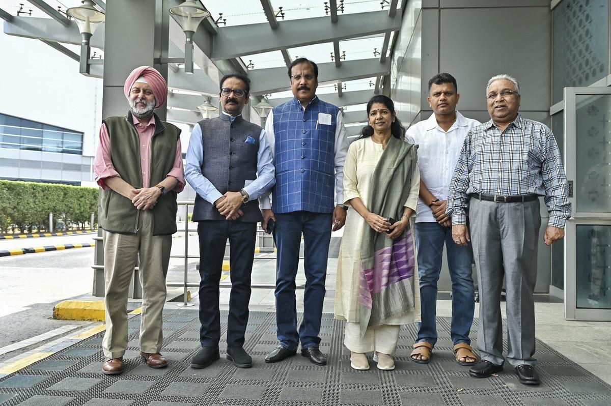 The multi-party delegation led by DMK MP Kanimozhi before departure to Russia from New Delhi. The multi-party delegation led by DMK MP Kanimozhi before departure to Russia from New Delhi.
