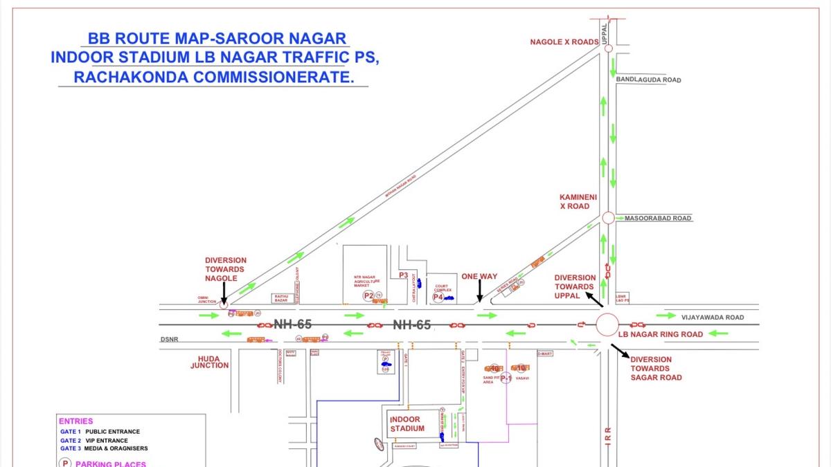 Traffic diversions near Saroornagar Indoor Stadium from 3 p.m. to 9 p.m on September 29 for Grand Bathukamma celebrations