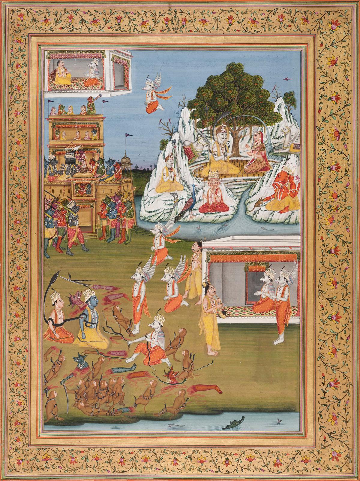 Garuda Has Doubts about Rama’s Divinity
1814 Style D, Artists from the second wave of migrations from Jaipur, perhaps assisted by local painters