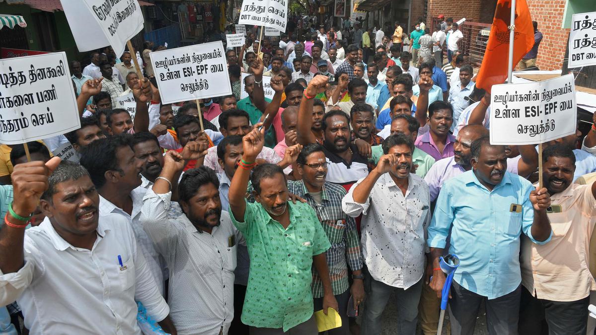 Ration shop employees in Puducherry stage protest