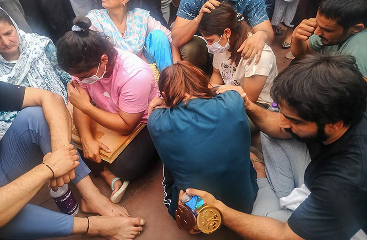 Protesting wrestlers in Haridwar.