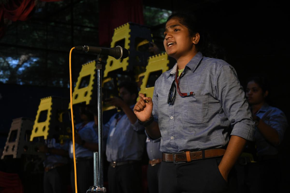 A scene from the drama She Archive performed as part of the Kerala Sasthra Sahithya Parishad’s foot march in Kochi. A scene from the drama She Archive performed as part of the Kerala Sasthra Sahithya Parishad’s foot march in Kochi.