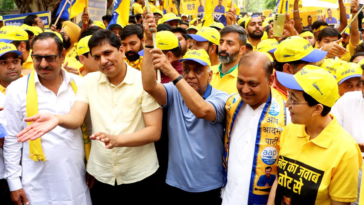 AAP holds ‘Walk for Kejriwal’ walkathon to protest Delhi CM’s arrest