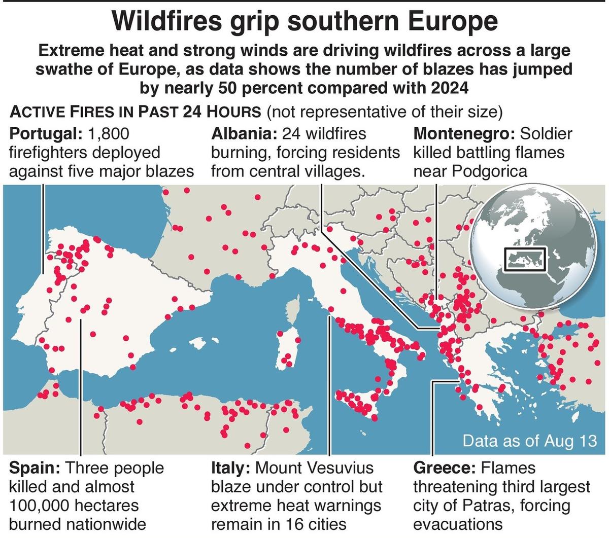 Spain deploys 500 more troops to battle wildfires during extended heat wave  - The Hindu