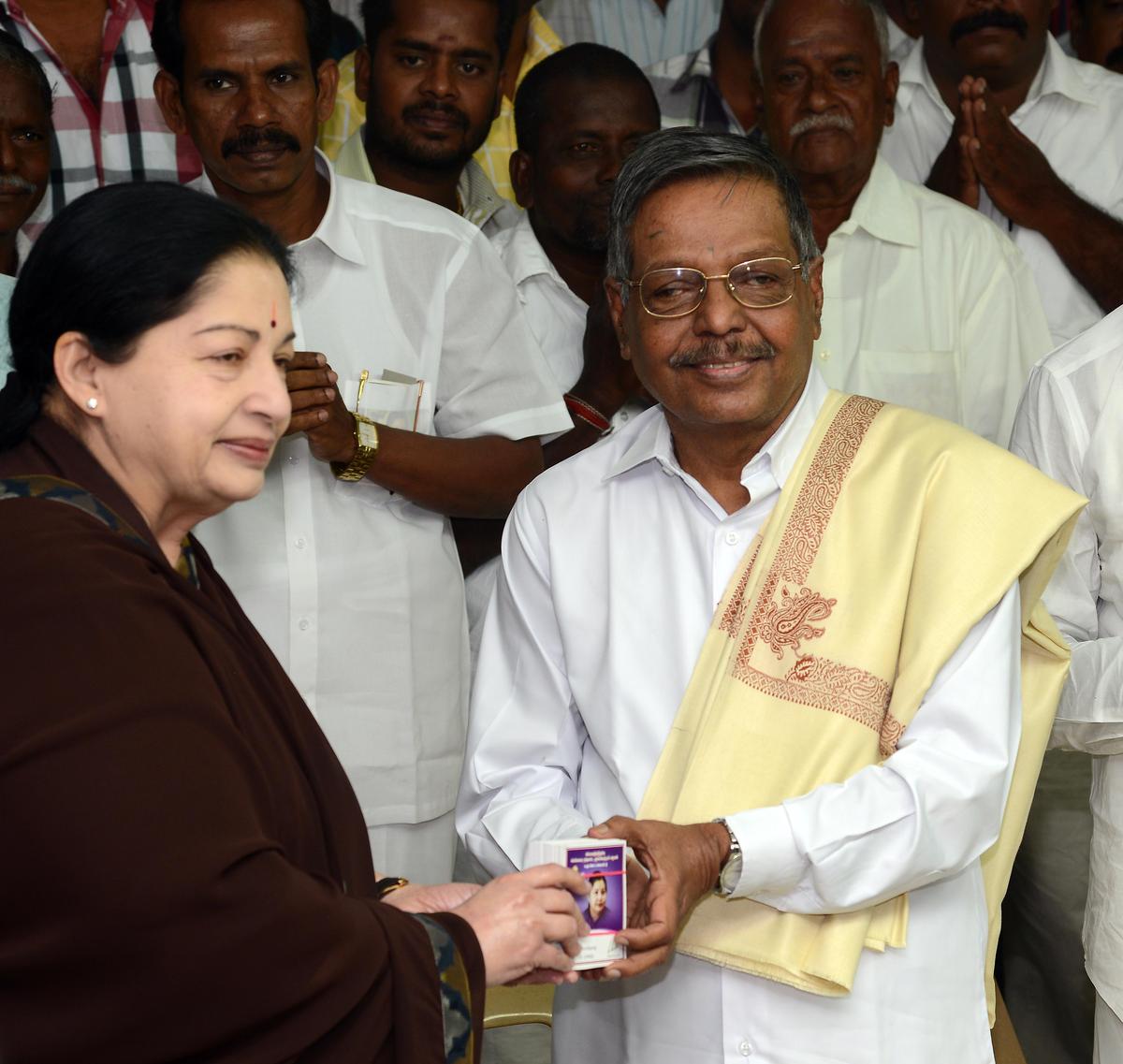 ‘Panruti’ S. Ramachandran with J. Jayalalithaa at the AIADMK headquarters in Chennai. File ‘Panruti’ S. Ramachandran with J. Jayalalithaa at the AIADMK headquarters in Chennai. File